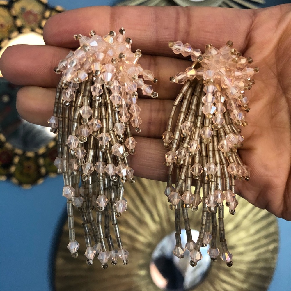 SOLD Vintage Soft Pink Multidimensional Earrings